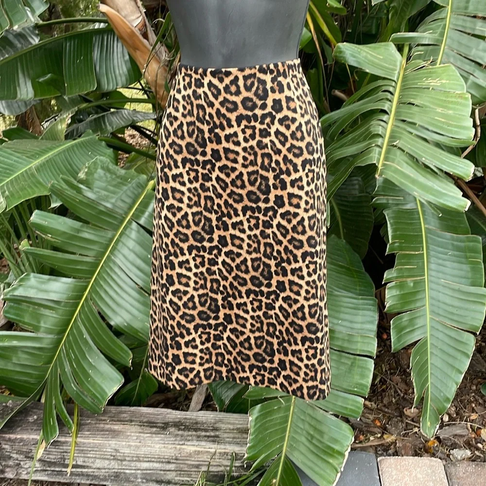 Michael Kors, leopard print pencil skirt with exposed back zipper